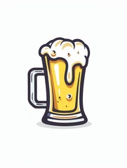 Aufkleber - A simple beer mug logo is displayed on a white background. The mug is filled with beer and has a layer of foam on top. Generative AI