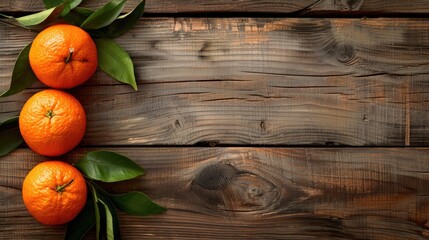 Wall Mural - Bright fresh tangerines on a wooden background. The concept of a healthy diet. Ripe fruits.