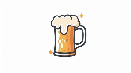 Aufkleber - A simple beer logo design, featuring a glass mug filled with a yellow beer and a white foam head. Generative AI