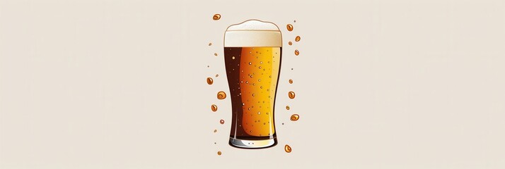 Aufkleber - A simple beer logo with a glass of beer and foam on a white background. Generative AI
