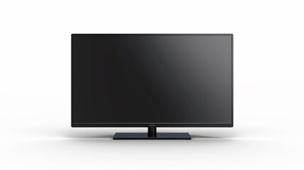 Isolated on a white background, a realistic LCD TV displays a blank screen. 4K TV mock-up, flat screen LCD, plasma.  