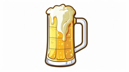 Poster - A simple beer logo depicting a glass of beer with foam, on a white background. Generative AI