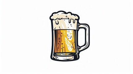 Poster - A simple beer mug logo with a white background. Generative AI