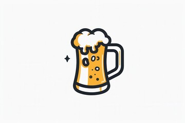 Poster - A simple beer logo with a mug of foamy beer on a white background. Generative AI
