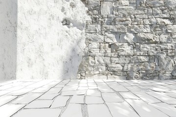 Wall Mural - 3d rendering architectural background white background stone old texture wall conceptual background - generative ai