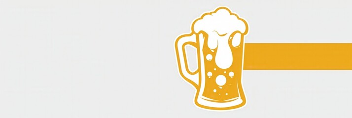 Poster - A simple, yellow beer logo on a white background. Generative AI