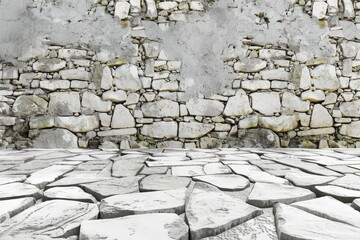 Wall Mural - 3d rendering architectural background white background stone old texture wall conceptual background - generative ai