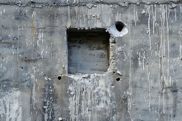 Wall Mural - A grey concrete wall with a hole in it - generative ai