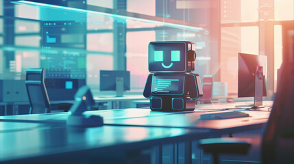 Office Robot at Sunrise