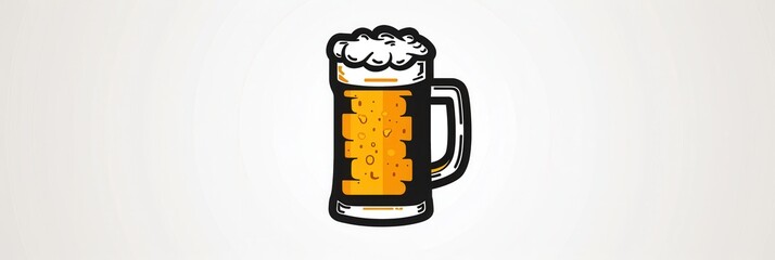 Poster - A simple beer logo depicting a glass of beer with a white head, on a white background. Generative AI