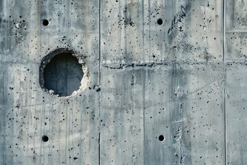 Wall Mural - A grey concrete wall with a hole in it - generative ai