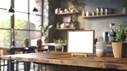 Poster - Empty Coffee Shop Menu Board Blank Mockup Present Your Cafe Menu