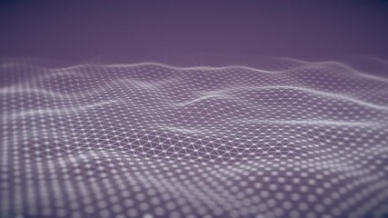 Wall Mural - 3D animation of abstract geometric composition of interconnected lines in  mesh pattern creating slow wavy surface, 4K animated background