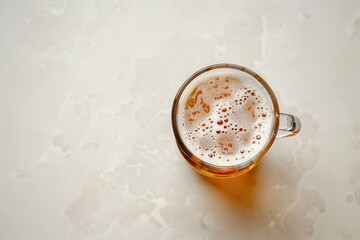 Aufkleber - A glass of beer with a foamy head sits on a white surface. Generative AI