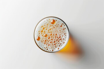 Aufkleber - A glass of beer with a thick head of foam, viewed from directly above. Generative AI