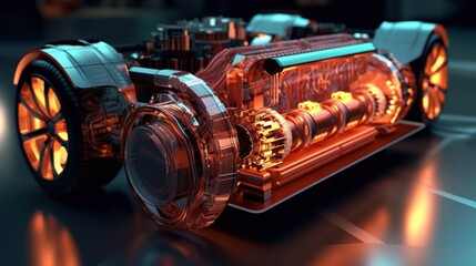 Cutaway View of a Futuristic Car Engine