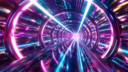 Poster - A vibrant tunnel of light showcasing dynamic colors, perfect for futuristic themes and digital art.