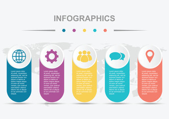 Wall Mural - Steps infographic template design with icons