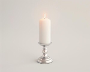 eerie mantelpiece candle on solid white background, single object