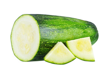 Wall Mural - Sliced Zucchini vegetable isolated on white background.