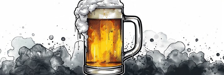 Poster - A simple beer logo is on a white background. Generative AI