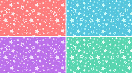 Sticker - Stars Pattern Colorful Background Set