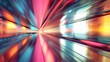 © AItist - Futuristic metallic design with vibrant pink and blue light reflecting in an abstract chrome tunnel, ideal for interior concepts