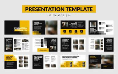Wall Mural - a presentation template in black and yellow. business flyer design features abstract elements, moder