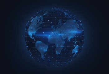 Sticker - universe digital dark 3d blue globe orbit hologram earth glowing matrix backdrop technology rendering polygonal