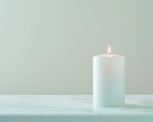 eerie mantelpiece candle on solid white background, single object