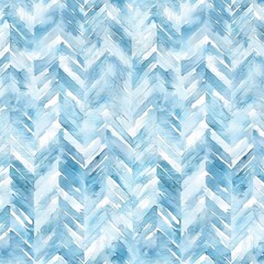 Poster - Abstract Watercolor Chevron Pattern in Blue and White