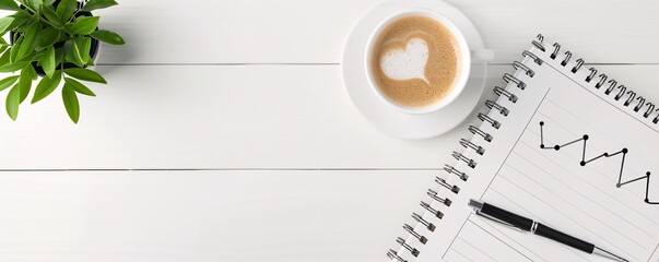 Poster - natural workspace with seo charts and a creative touch, emphasizing content creation