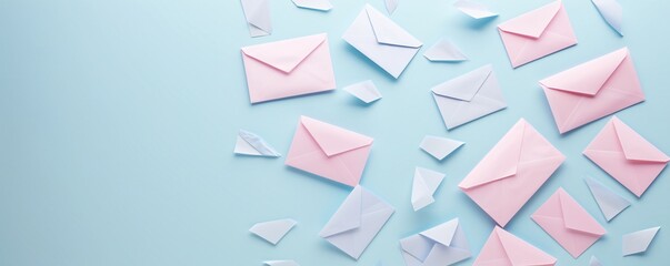 Poster - Soft pastel hues background with professional email marketing tools, showcasing customer engagement