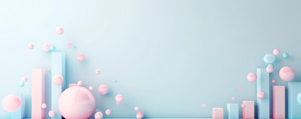 Poster - Soft pastel gradient background with effective SEO graphs, representing successful campaigns