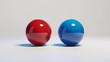 © Aris Suwanmalee - A red and blue sphere on a white background, a simple minimalist design concept.