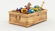 © Amir - Toy box, 3D realistic illustration for 4 year old white background, Generative Ai
