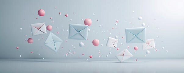 Poster - A modern digital setting with soft-colored email marketing visuals, highlighting increased audience reach with a creative twist