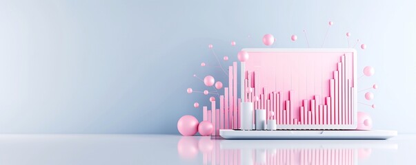 Poster - High-tech design with pastel SEO graphs, representing successful marketing campaigns in a new and innovative style