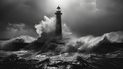 Wall Mural - lighthouse in ocean
