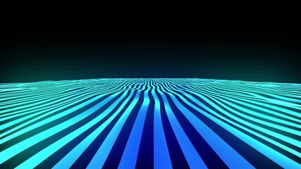 Wall Mural - abstract blue lines wave animation on black background. creative simple motion design bg, vj loop. l