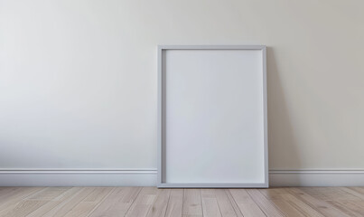 Wall Mural - Simple minimal white picture frame against white wall and grungy