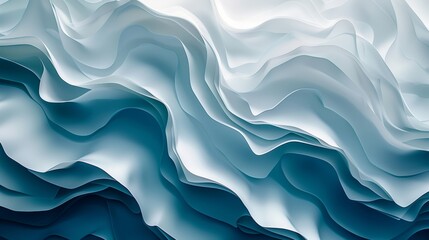 Poster - abstract pattern of blue and white gradient, 3d geometric shapes