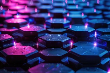 Poster - Luminous hexagon background, AI generated