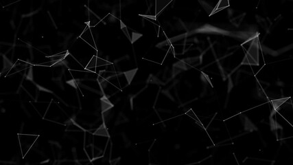 Wall Mural - abstract white weave of moving glowing dots and lines. seamless looped repetitive animation. science