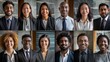 © ifoto - A grid of small square portraits showing different multi-ethnic business people smiling