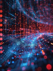 Poster - A computer generated image of a blue and red background with a red line