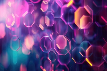 Poster - Luminous hexagon background, Abstract purple and pink hexagonal shapes on background, AI generated