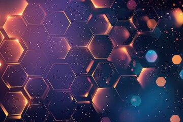 Poster - Luminous hexagon background, Purple and pink hexagonal pattern on textured backdrop, AI generated