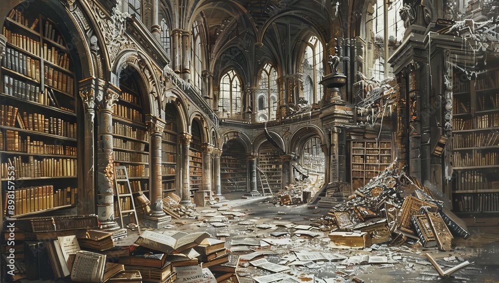 The Ritter Esoteric Library Ilustración de Stock There is a massive book room with a giant ...