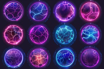 Poster - the magic ball. set of colorful spheres made of crystal glass that predict the future. modern set of